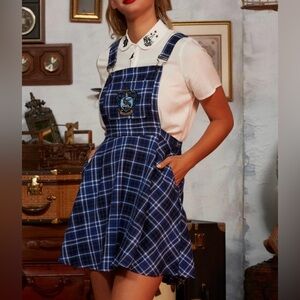 Harry Potter Size SX Blue Plaid Dress with Fun Patch Ravenclaw Skirtall